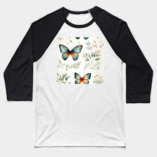 Butterflies Watercolor 6 - American Copper Baseball T-Shirt